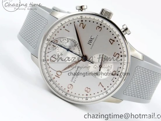 MIROTIME 0212 Portuguese Chrono IW3716 Z+F 1:1 Best Edition White Dial on Gray Rubber Strap A WrinkleFree 7014